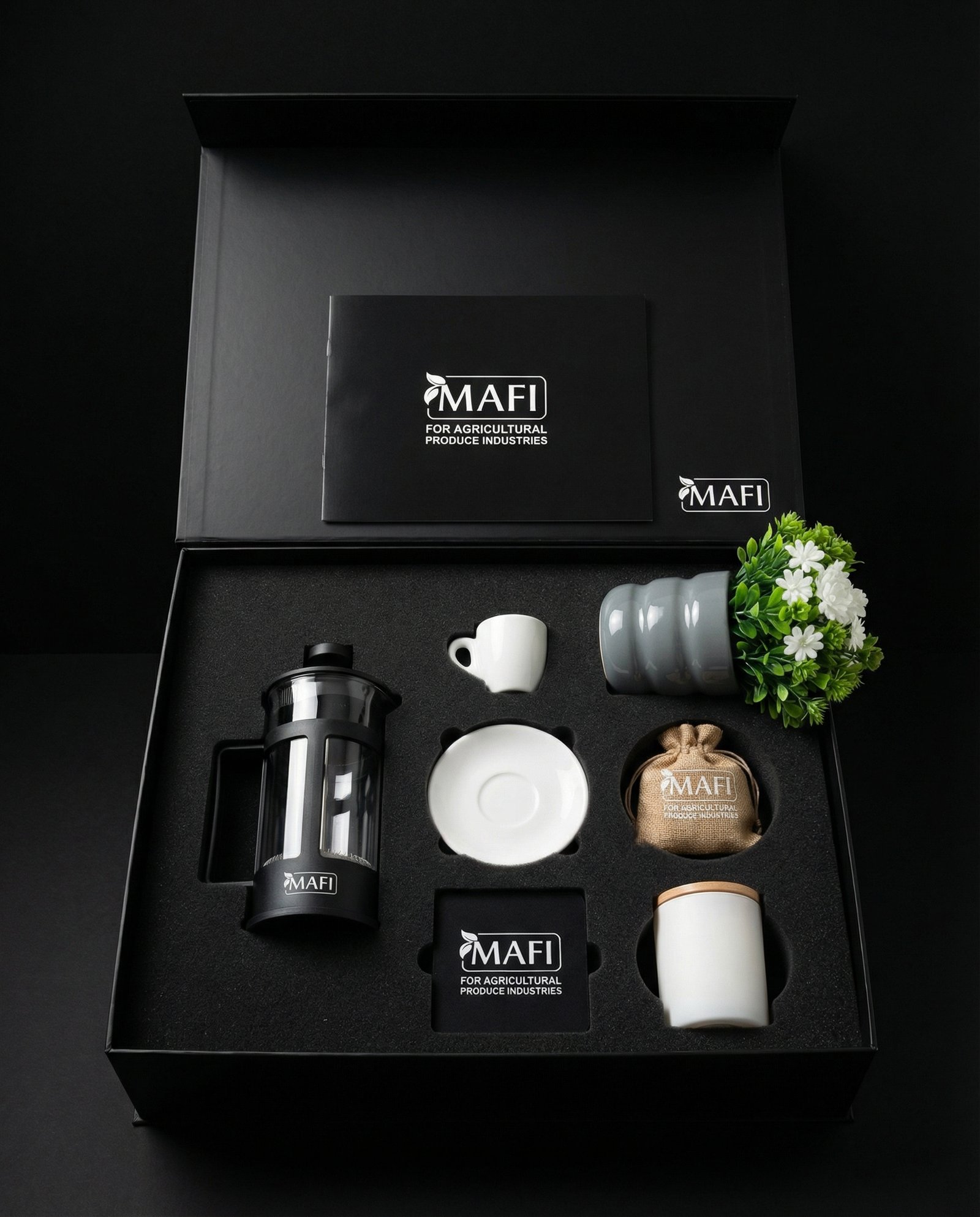 The Box curated corporate gift set — mug and accessories