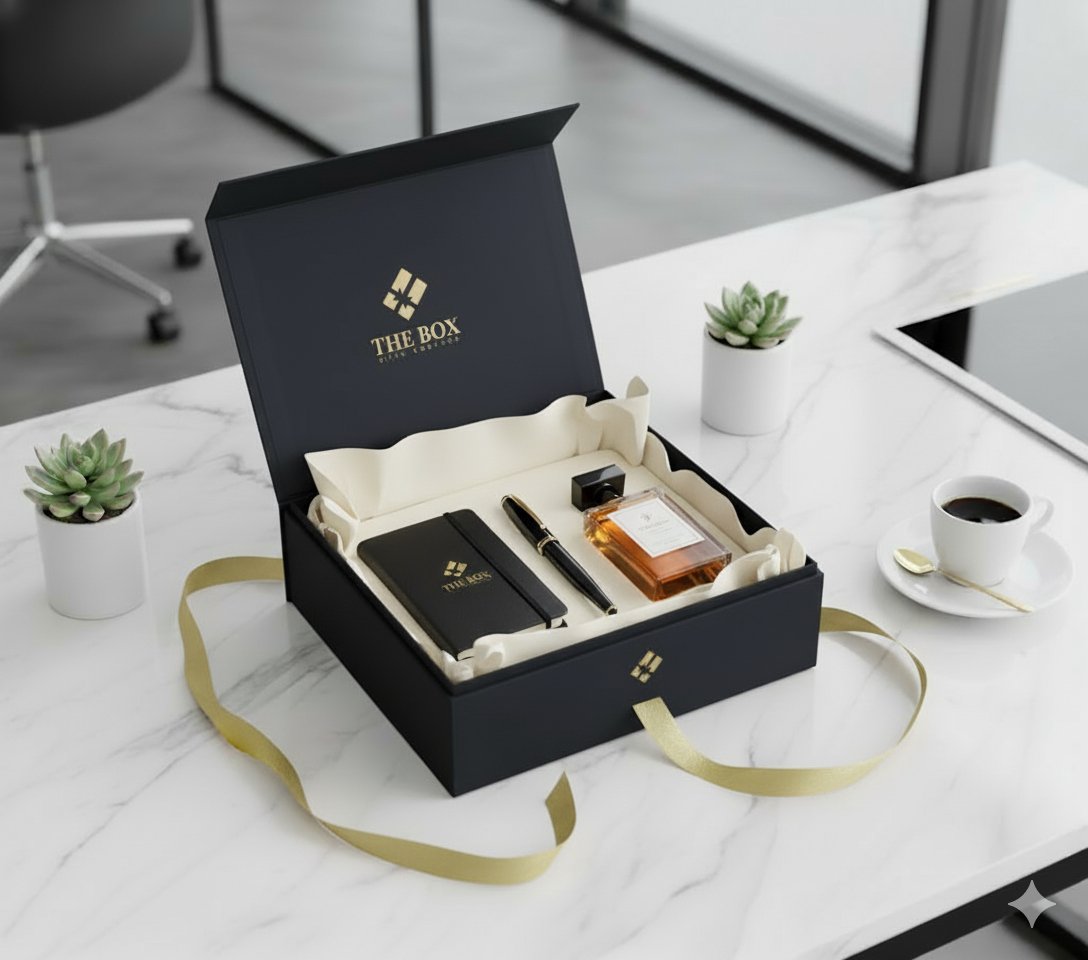 Elegant branded gift set with coffee accessories